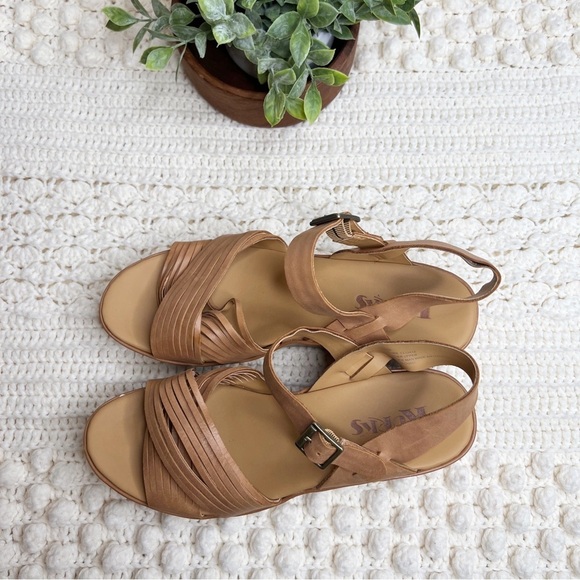 KORKS BY KORK EASE Women’s 10 Martinique Platform Wedge Sandal Leather Tan Boho - Picture 7 of 13